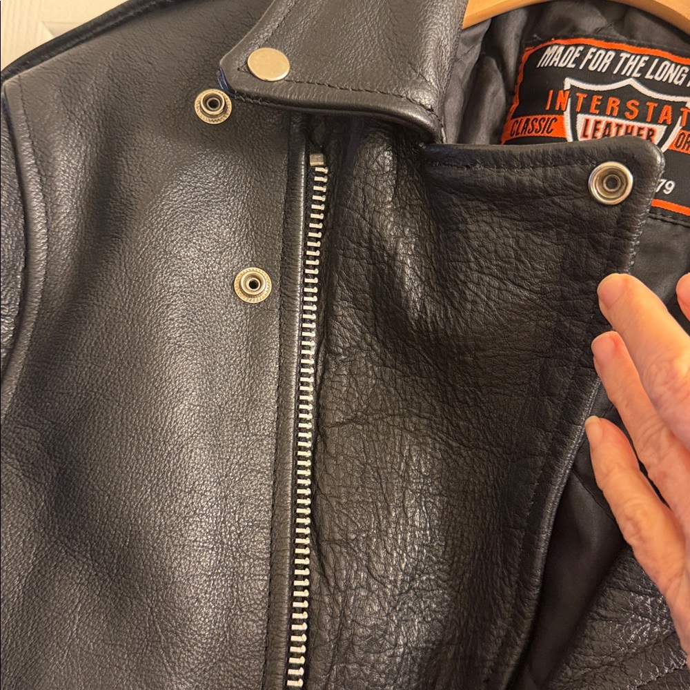 Interstate Leather Black Leather Motorcycle Jacket Size 38 - Picture 8 of 9